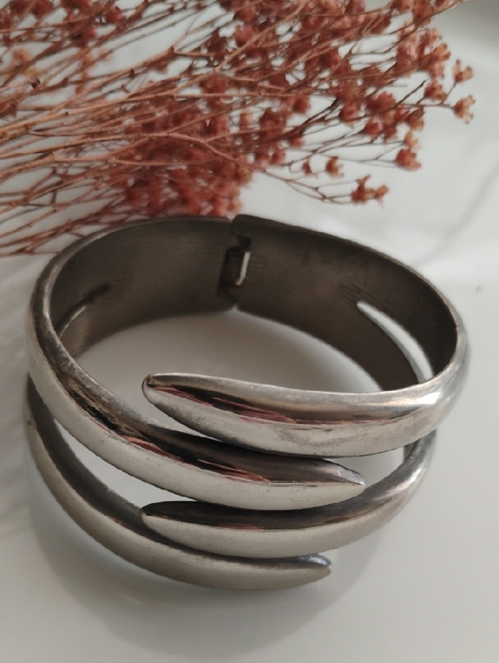 Silver tone Triple-Band Women’s Hinged Cuff Bracelet Simple Elegant Style